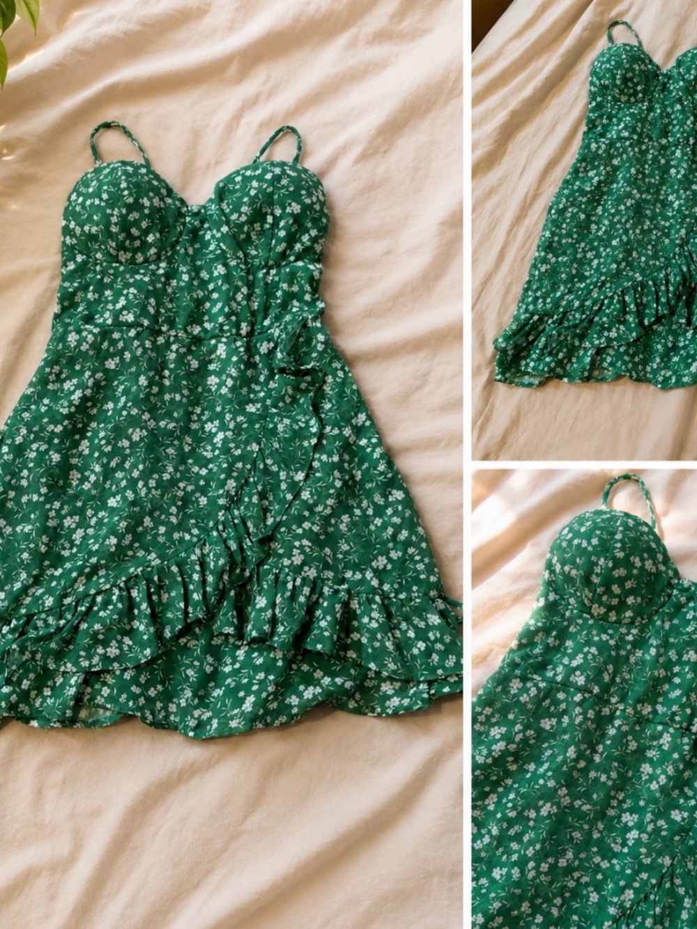 Windsor Green Floral Ruffle Mini Dress